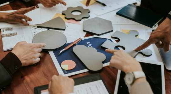 Display of multiple puzzle pieces illustrating infithra's ability to handle multiple HR processes within one system